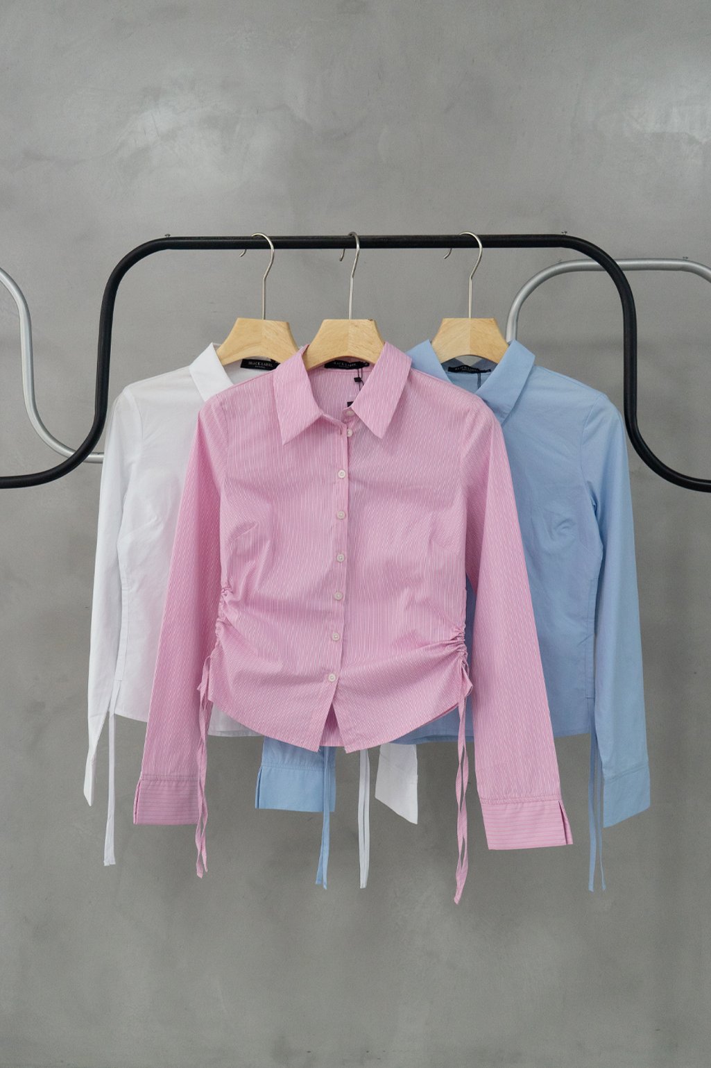 Camisa c/frunce Bella - S, CELESTE